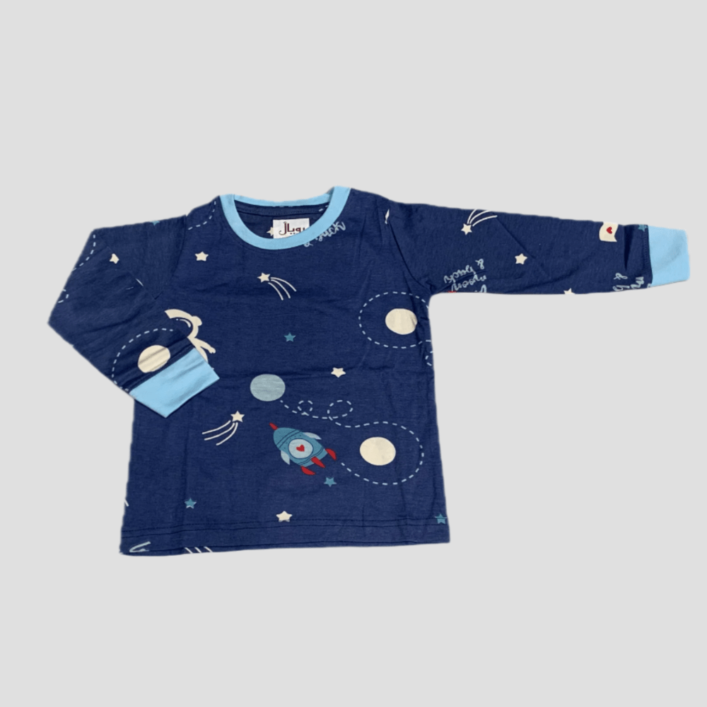 Royal Boys Sets Space Boys Full Sleeves Pajama Set - Navy Blue