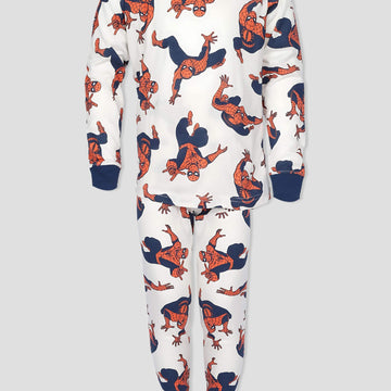 Royal Boys Sets Spiderman Boys Full Sleeves Pajama Set - White