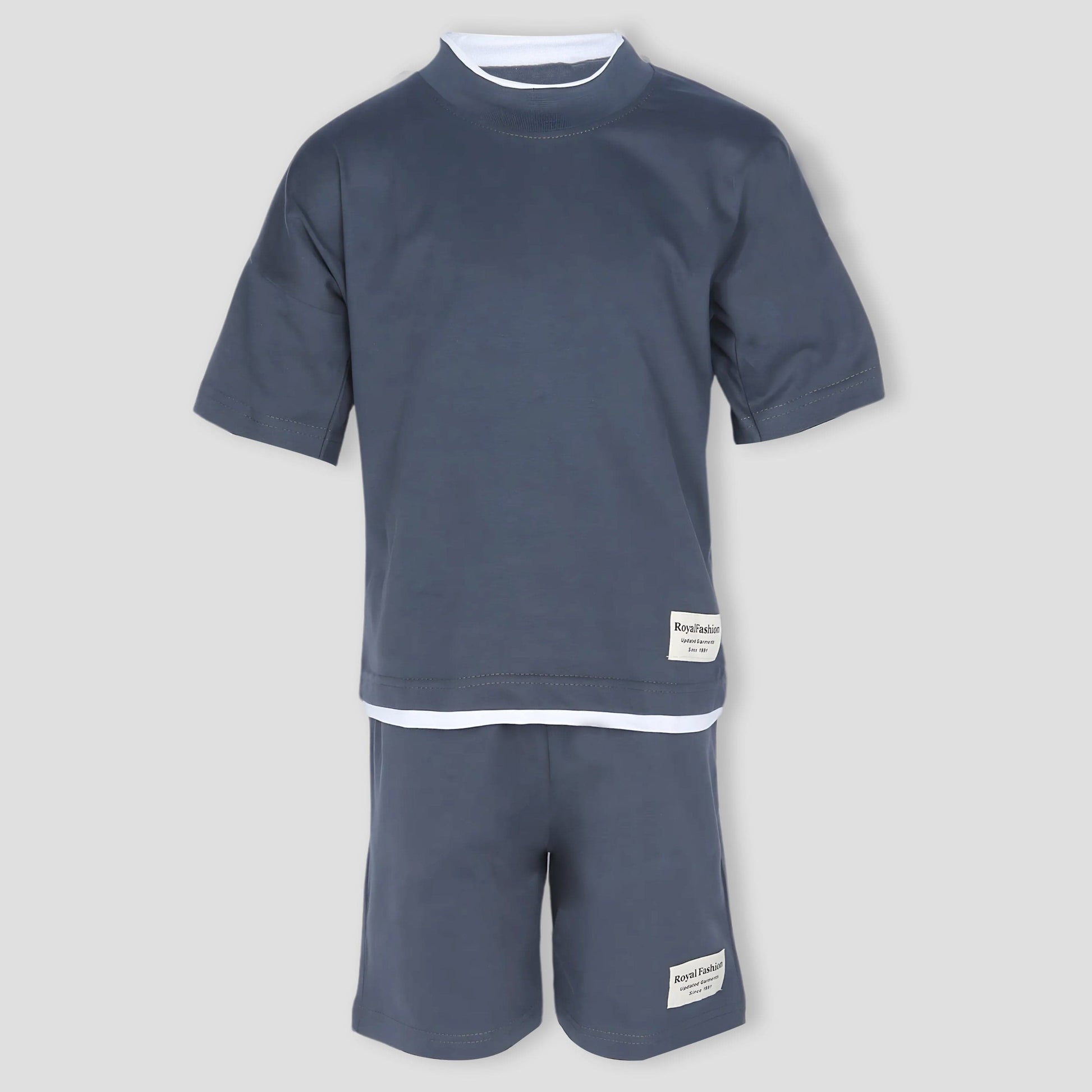 Royal Boys Short Sets Solid Stylish Boys Short Set - Dark Grey