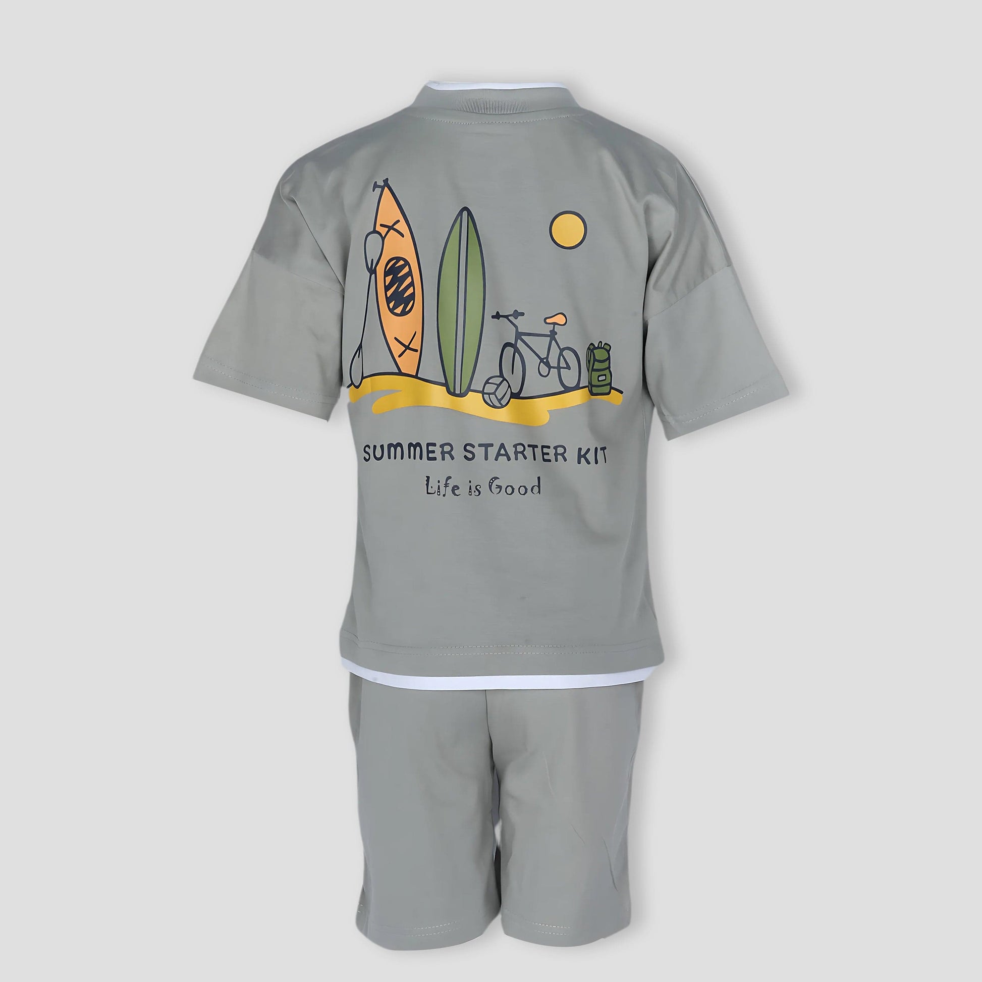 Royal Boys Short Sets Summer Vibes Stylish Boys Short Set - Grey