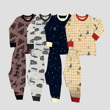 Royal Bundle Boys 2 yr Boys Full Sleeves Pajama Set - Pack of 4 - Size 2yr