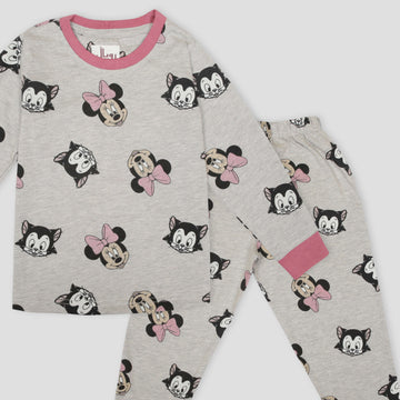 Royal Disney Girls Sets Minnie Girls Full Sleeves Pajama Set- Grey