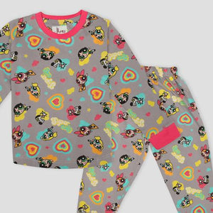 Royal Disney Girls Sets Power Puff Girls Full Sleeves Pajama Set- Brown