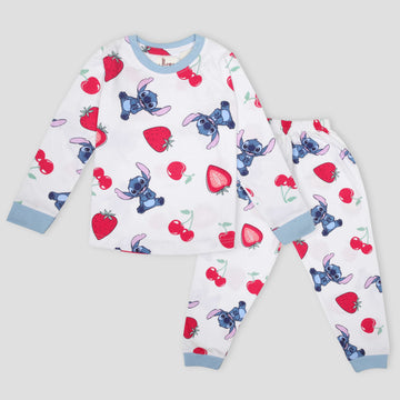 Royal Disney Girls Sets 2 yr Snitch Strawberry Girls Full Sleeves Pajama Set- Blue