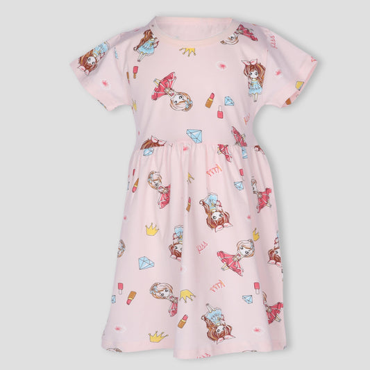 Royal Girls_Frock Kiss Girls Cotton Frock - Pink