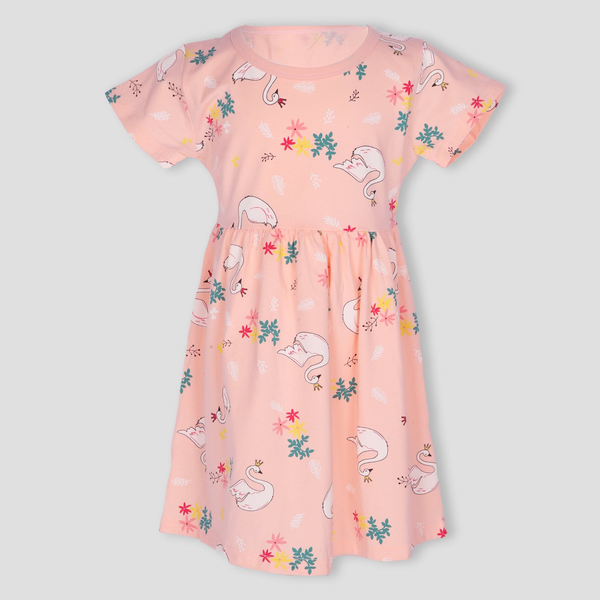 Royal Girls_Frock Swan Girls Cotton Frock - Peach