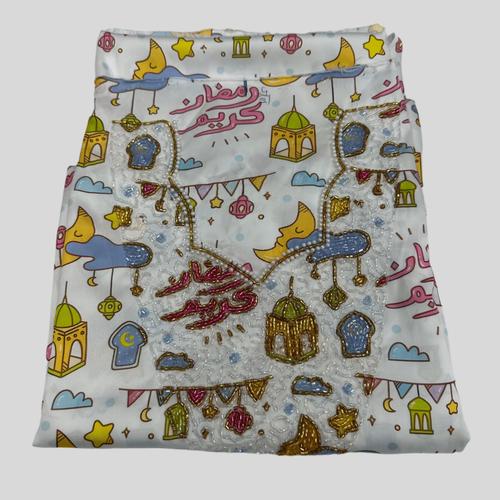 Royal Girls mukhawir Ramadan Kareem Embroidered Girls Mukhawir - White