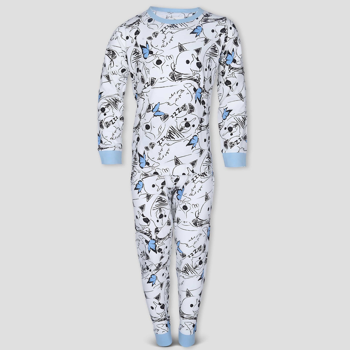 Royal Girls Sets Bear Girls Full Sleeves Pajama Set - Blue