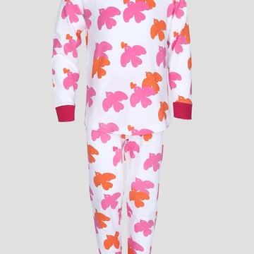 Royal Girls Sets Bird Girls Full Sleeves Pajama Set - Pink