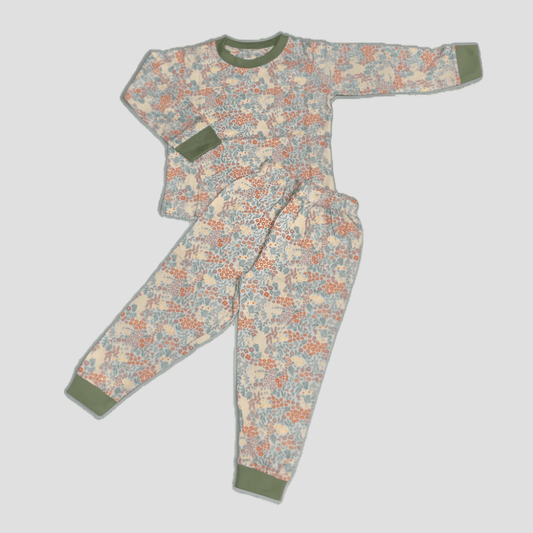 Royal Girls Sets Blooming Girls Full Sleeves Pajama Set - Green