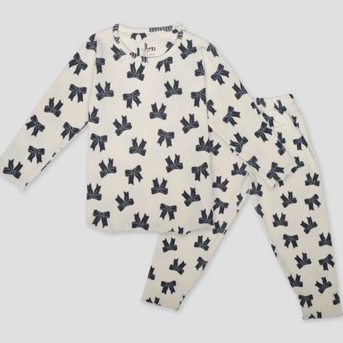 Royal Girls Sets 3 yr Bow Girls Full Sleeves Pajama Set- Black