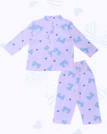 Royal Girls Sets Bow Girls Woven Rayon Button Pajama Set - White