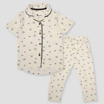 Royal Girls Sets Bunny Girls Button Pajama Set - Offwhite