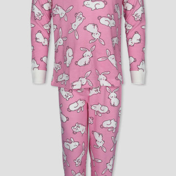 Royal Girls Sets Bunny Girls Full Sleeves Pajama Set - Pink