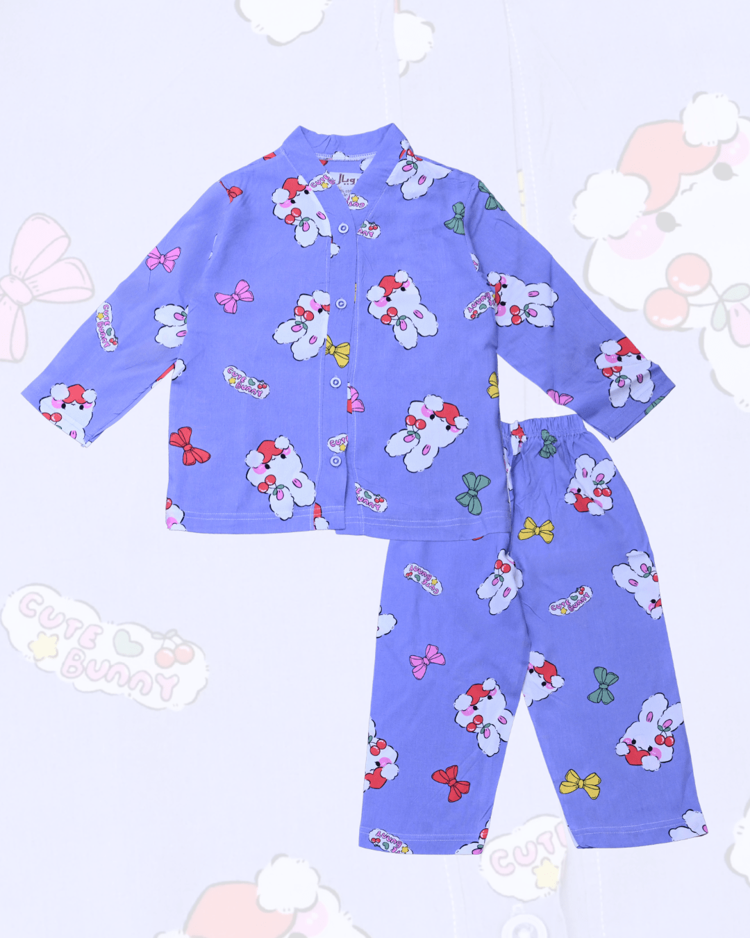 Royal Girls Sets Bunny Girls Woven Rayon Button Pajama Set - Blue