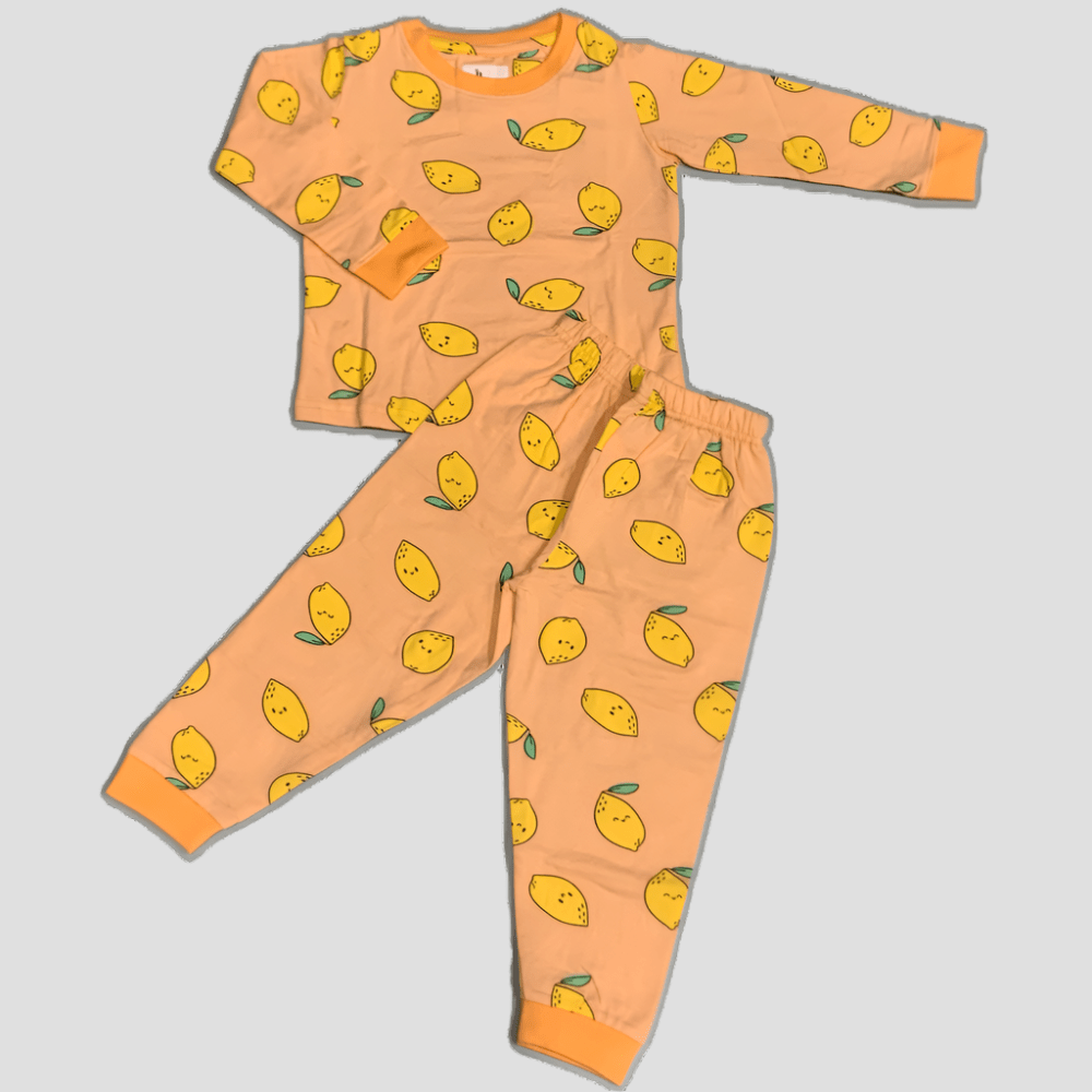 Royal Girls Sets Citrus Sweet Girls Full Sleeves Pajama Set - Orange