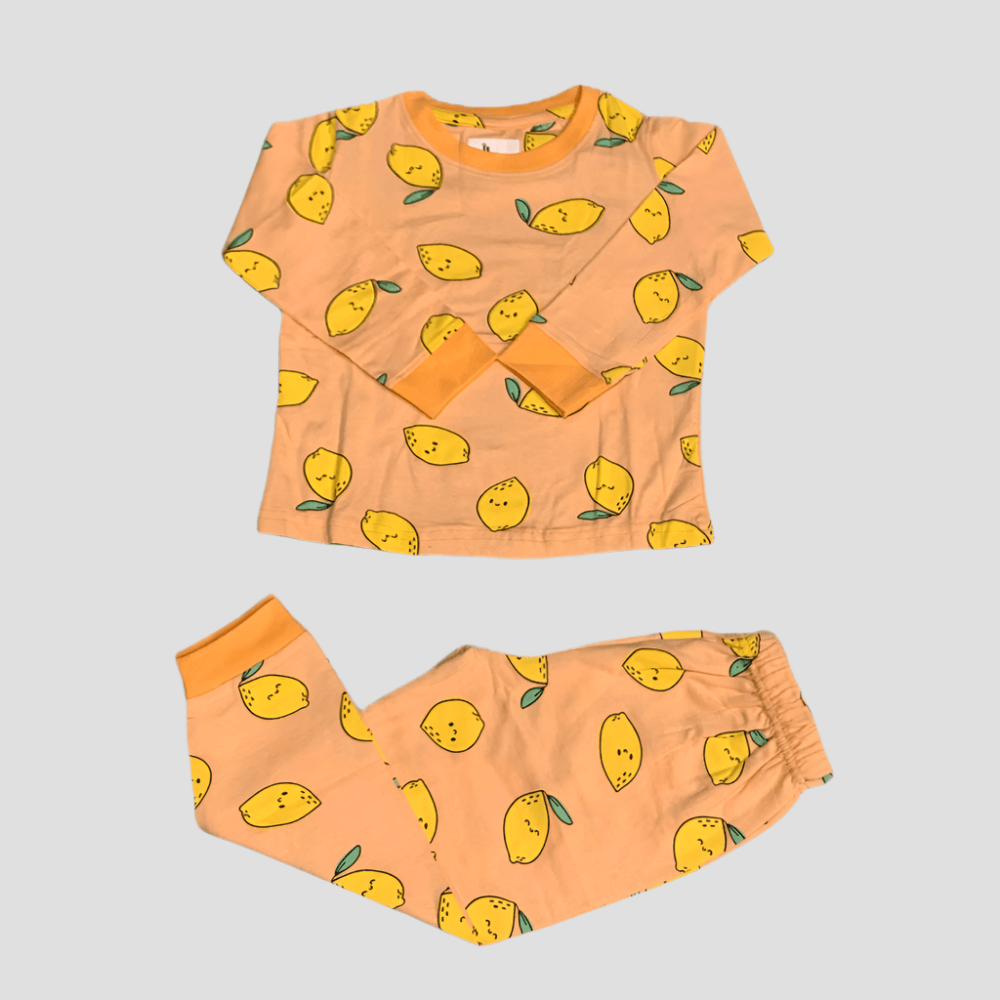 Royal Girls Sets Citrus Sweet Girls Full Sleeves Pajama Set - Orange