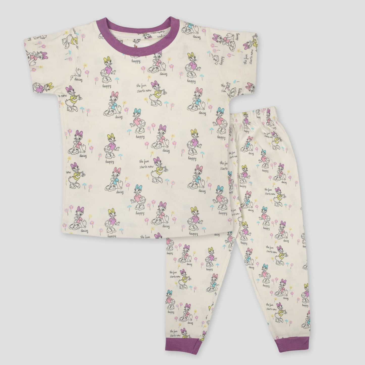Royal Girls Sets Daisy Girl Pajama Set - Offwhite