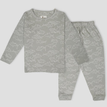 Royal Girls Sets Dolphin Girls Full Sleeves Pajama Set - Grey