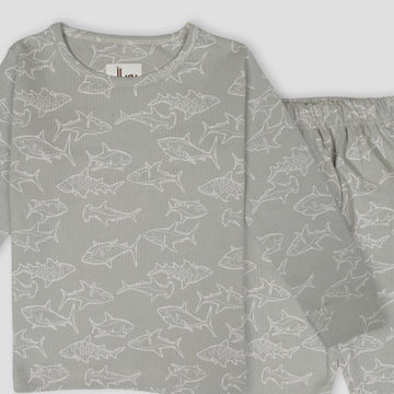 Royal Girls Sets Dolphin Girls Full Sleeves Pajama Set - Grey
