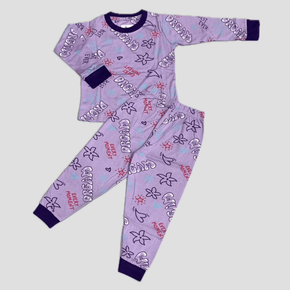 Royal Girls Sets Dreamy Night Girls Full Sleeves Pajama Set - Lavender