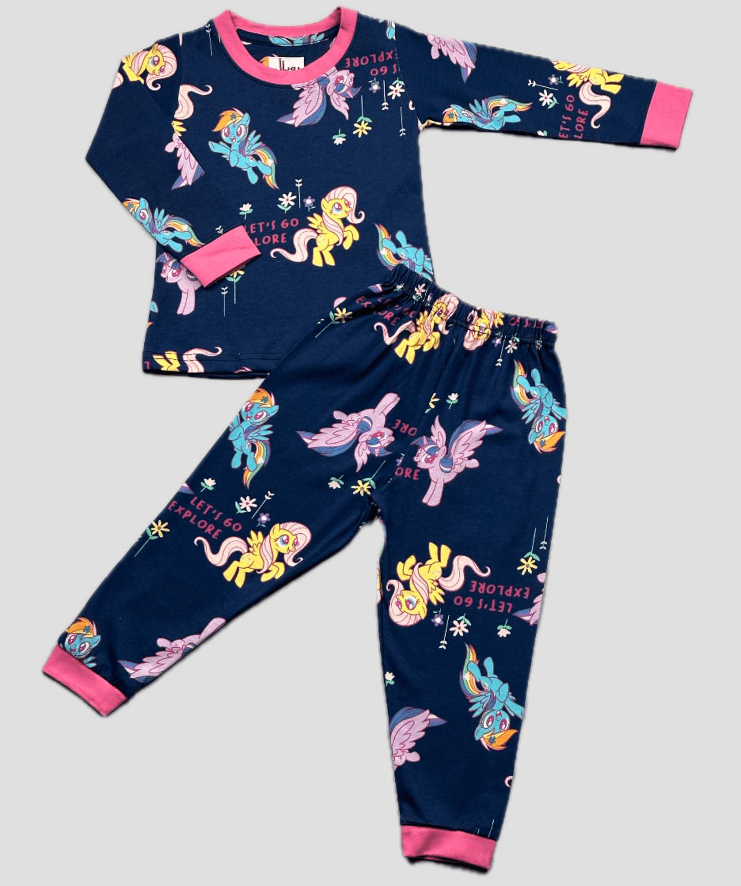 Royal Girls Sets Explore Girls Full Sleeves Pajama Set - Navy Blue