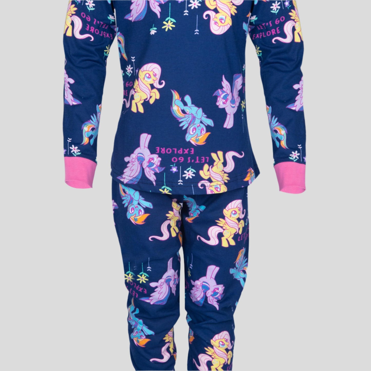 Royal Girls Sets Explore Girls Full Sleeves Pajama Set - Navy Blue