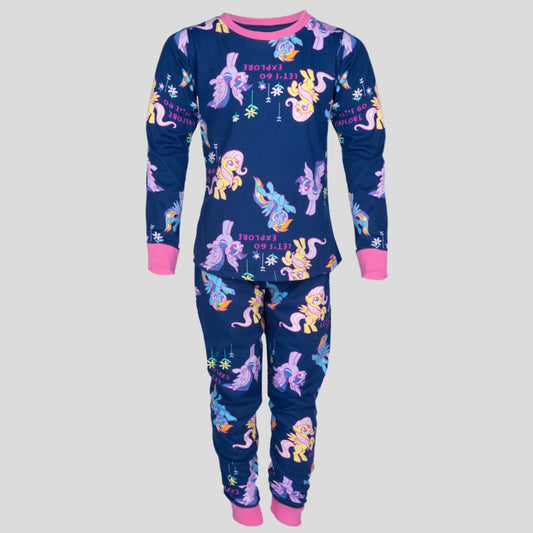 Royal Girls Sets Explore Girls Full Sleeves Pajama Set - Navy Blue