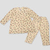 Royal Girls Sets 3 yr Floral Leaves Girls Full Sleeves Pajama Set- Yellow