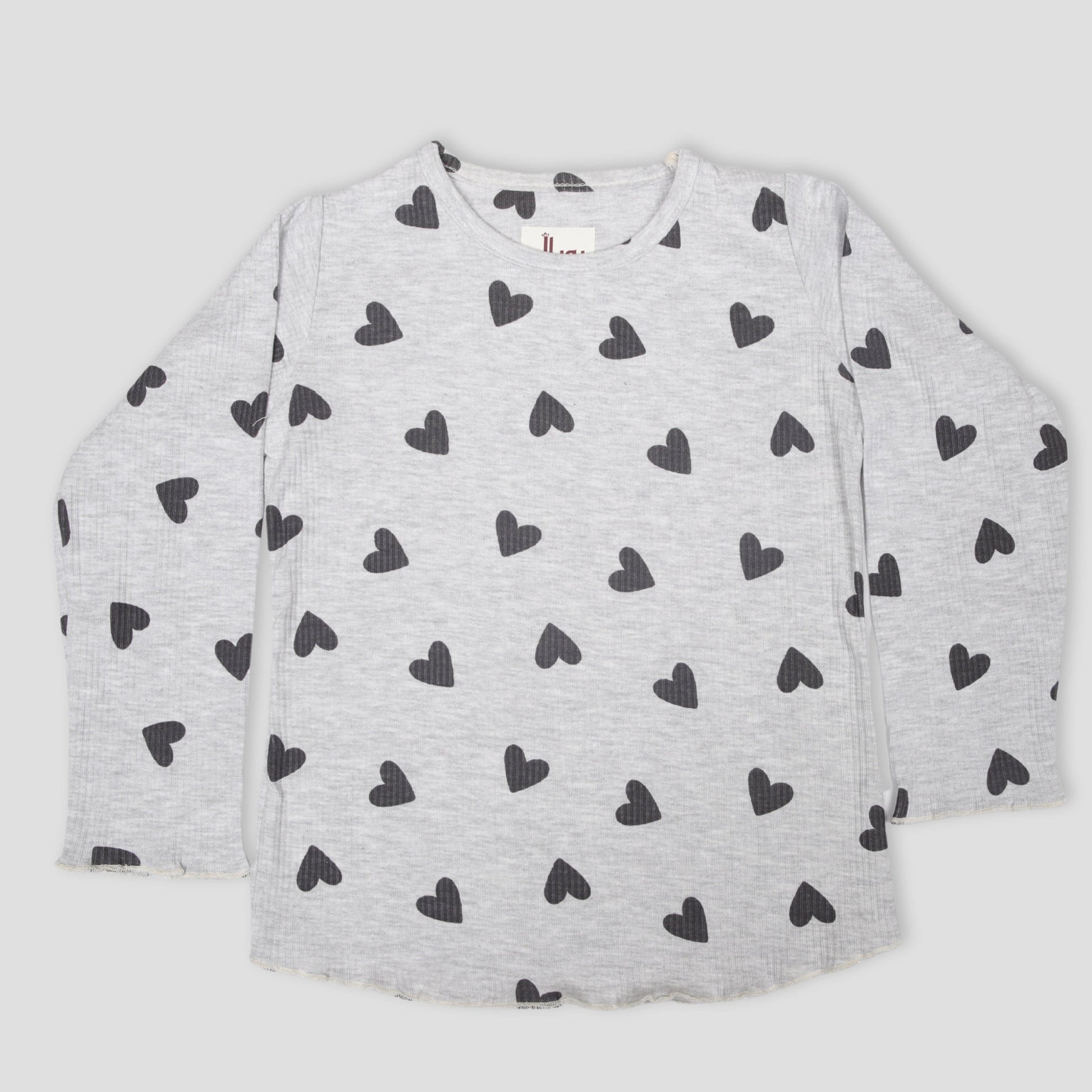 Royal Girls Sets Heart Girls Full Sleeves Pajama Set - Grey