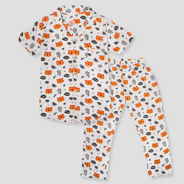Royal Girls Sets Kitty Girls Button Pajama Set - White