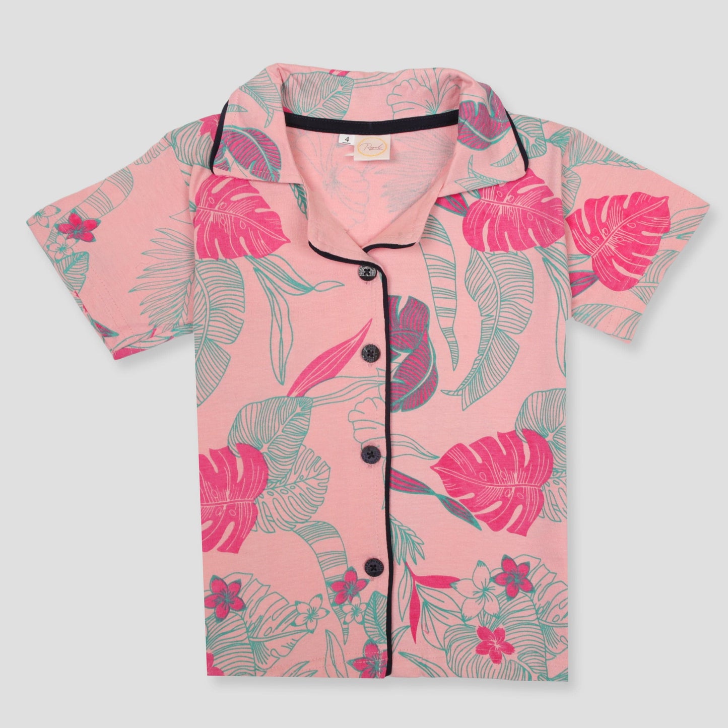 Royal Girls Sets Leaf Girls Button Pajama Set - Pink