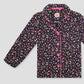 Royal Girls Sets Midnight Bloom Girls Full Sleeves Button Pajama Set - Black