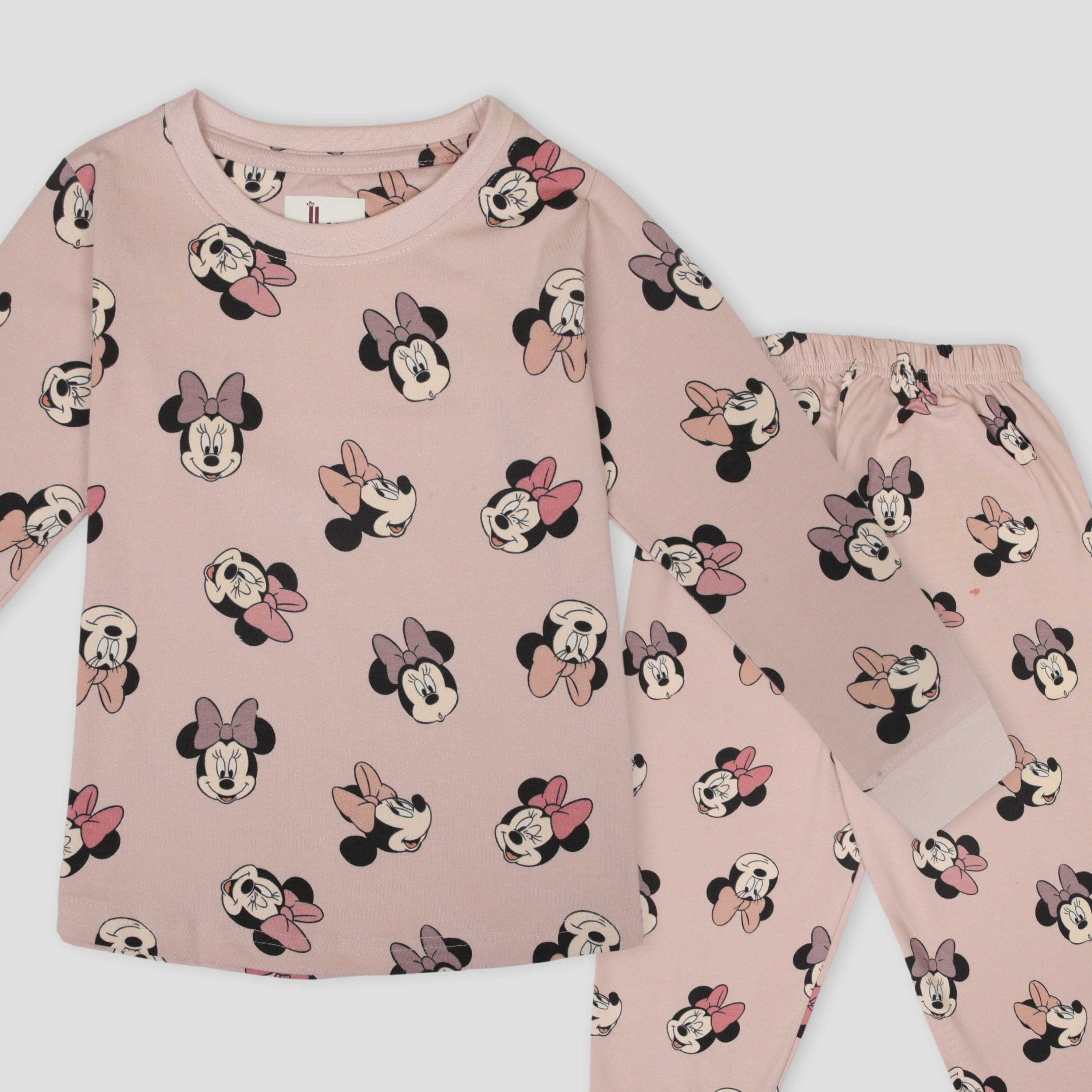 Royal Girls Sets Minnie Girls Full Sleeves Pajama Set - Brown