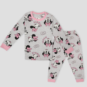 Royal Girls Sets Minnie Girls Full Sleeves Pajama Set - Grey