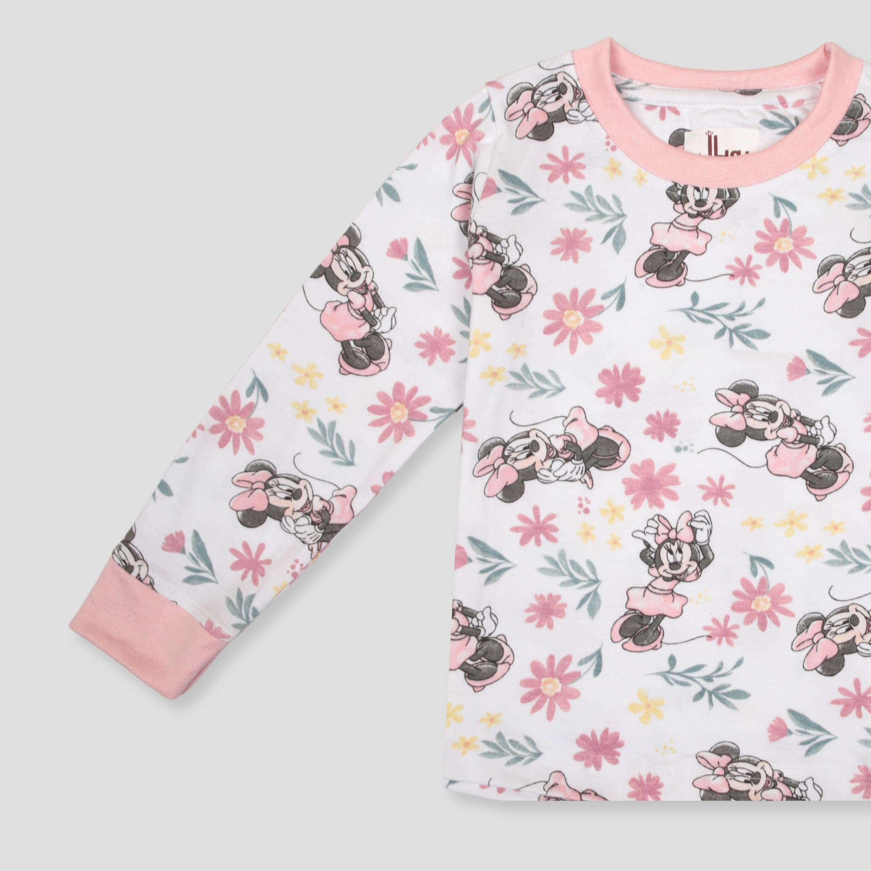 Royal Girls Sets Minnie Girls Full Sleeves Pajama Set - White