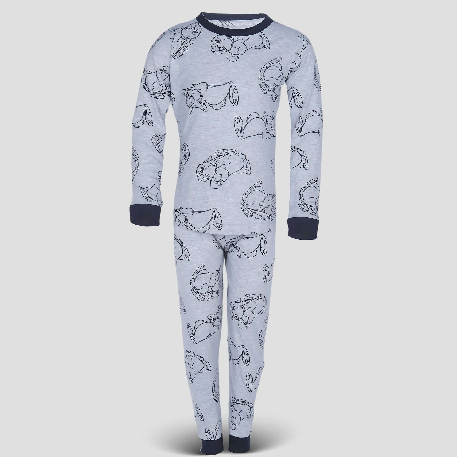 Royal Girls Sets Play Bunny Girls Full Sleeves Pajama Set - Grey