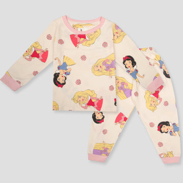 Royal Girls Sets Princess Girls Full Sleeves Pajama Set - Cream
