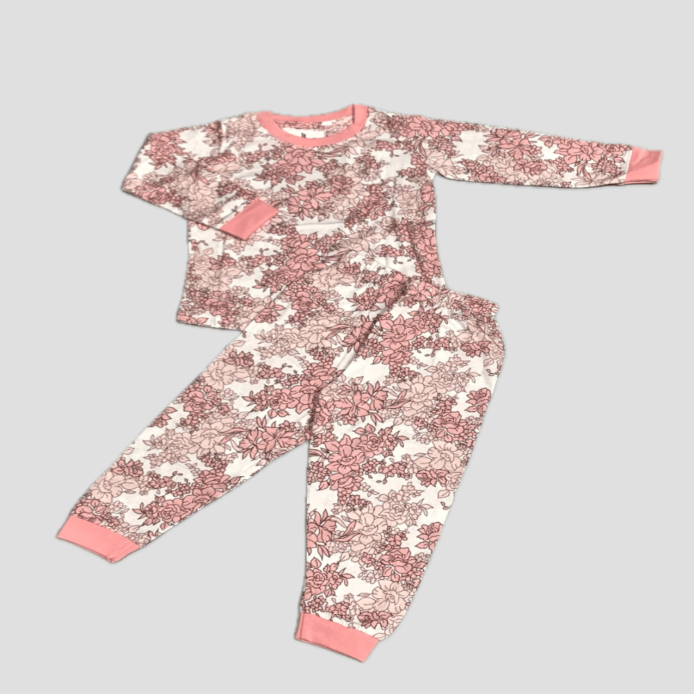 Royal Girls Sets Rosebud Girls Full Sleeves Pajama Set - Pink