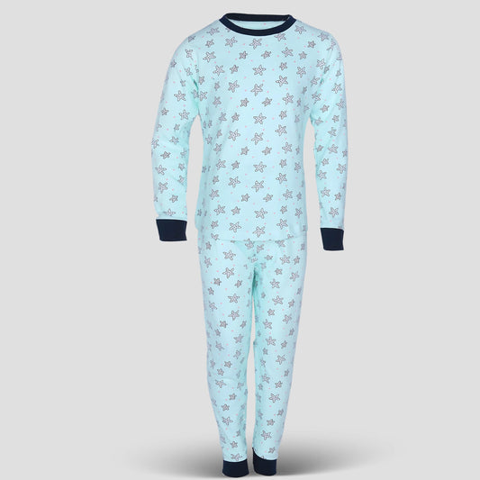 Royal Girls Sets Starfish Girls Full Sleeves Pajama Set - Baby Blue