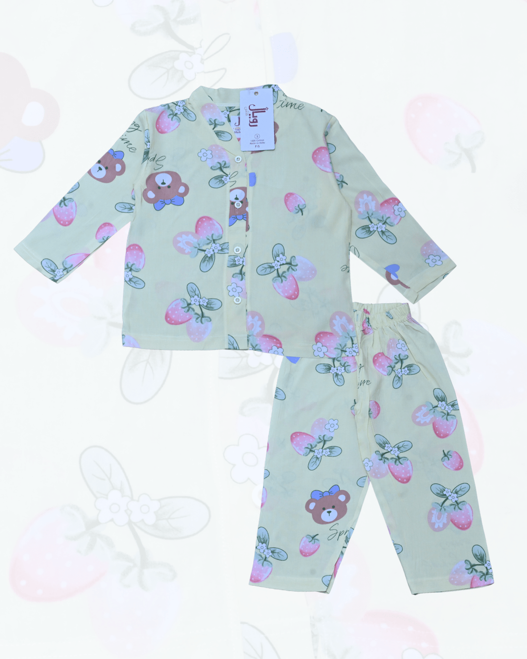 Royal Girls Sets Strawberry Girls Woven Rayon Button Pajama Set - Yellow