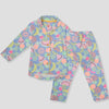 Royal Girls Sets Summer Fresh Girls Full Sleeves Button Pajama Set - Multi color