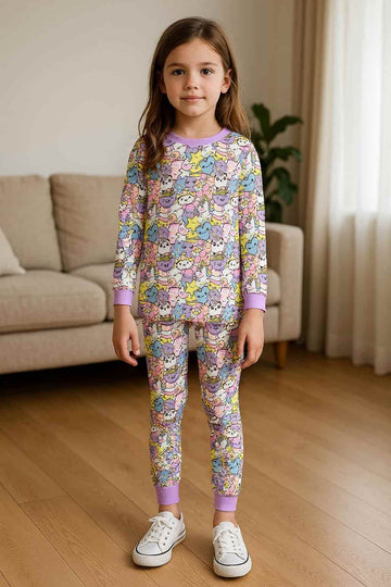 Royal Girls Sets Unicorn Girl Full Sleeves Pajama Set- Pink