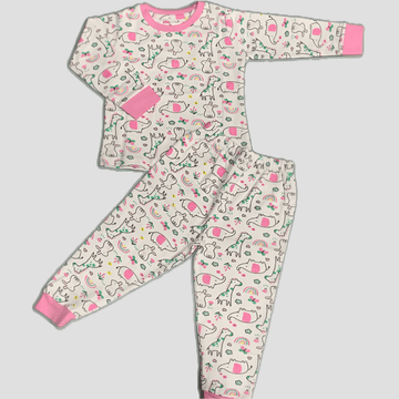 Royal Girls Sets Whimsical safarI Girls Full Sleeves Pajama Set - Pink