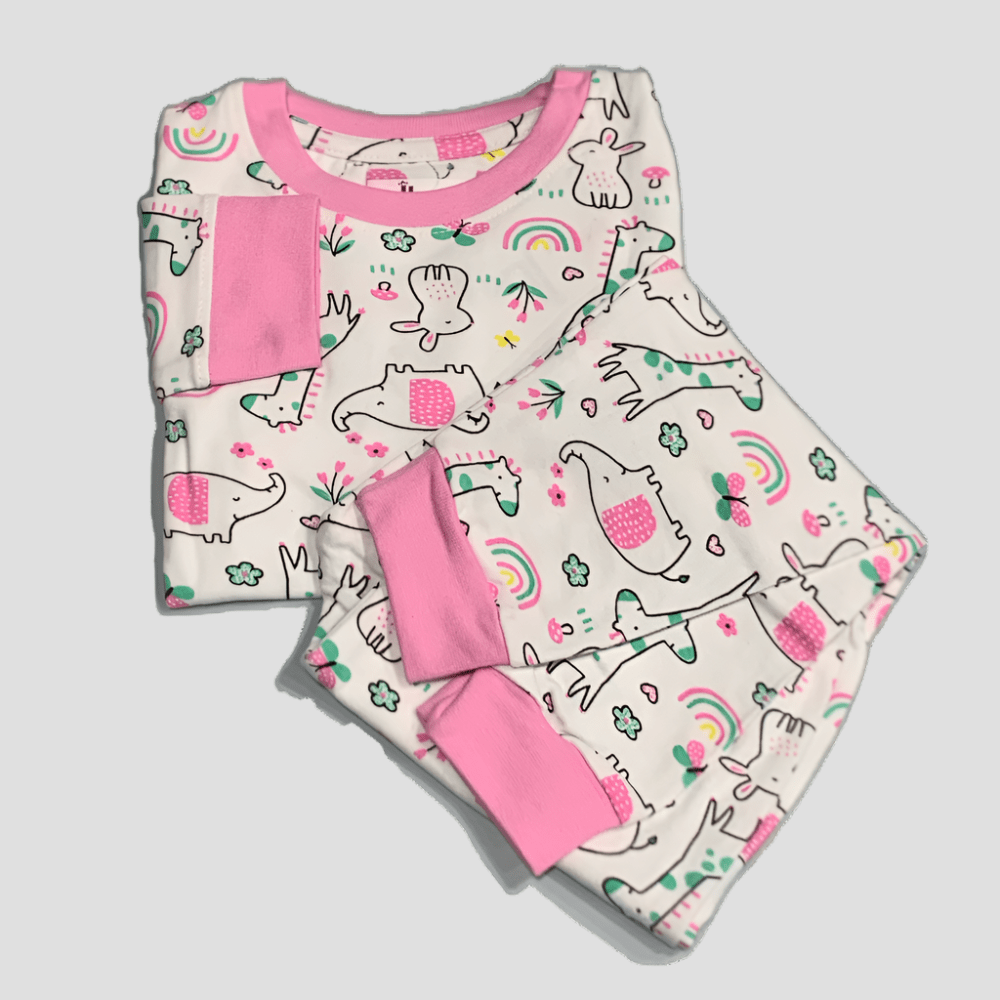 Royal Girls Sets Whimsical safarI Girls Full Sleeves Pajama Set - Pink