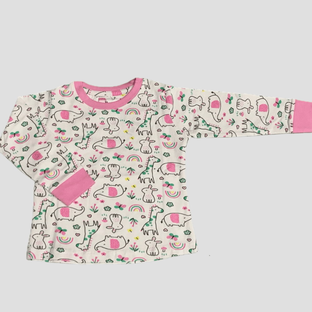 Royal Girls Sets Whimsical safarI Girls Full Sleeves Pajama Set - Pink