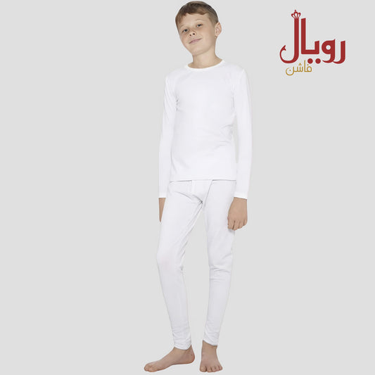 Royal Inner Wears Unisex Full Sleeves Thermal Inner set - White