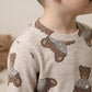 Striped Teddy Boy Pajama Set- Brown