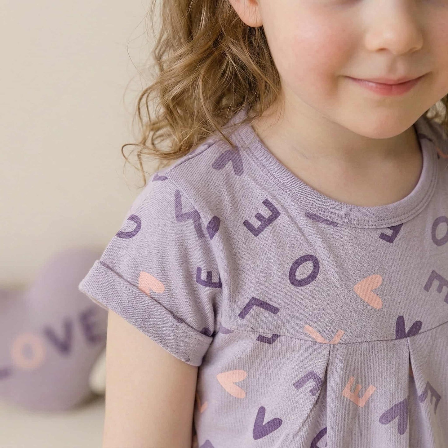 Lettered Lilac Girls Short Set- Lavender