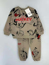 Zara Boys Sets Mickey Mouse Boy Hoodies Set- Khaki